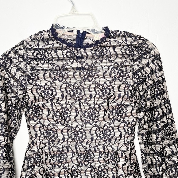 NEW! GB Girls Navy & Cream Lace Formal Dress size 8/10 long sleeve - Picture 2 of 9